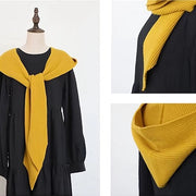Sciarpa decorativa a strisce gialle e verdi con cappuccio, stile retro, miscela acrilica, adatta per viaggi all'aperto