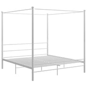 Letto a Baldacchino Bianco in Metallo 200x200 cm 325070