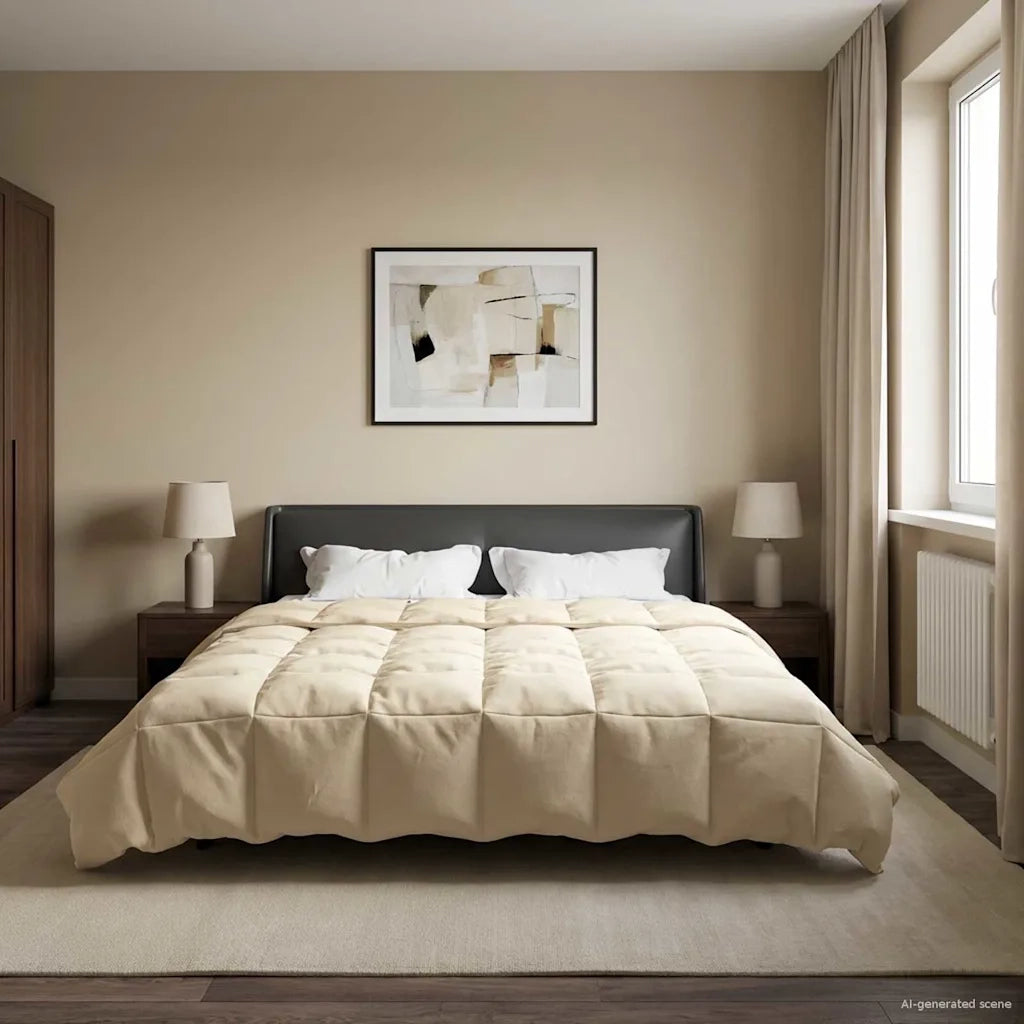 Duvet Estivo Trapuntato Crema 220 x 240 cm Microfibra 42025986