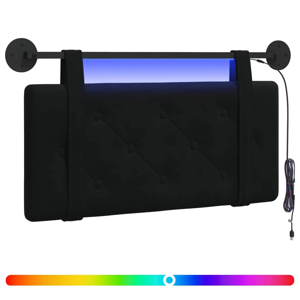 Testiera sospesa Con luce LED Nero Velluto