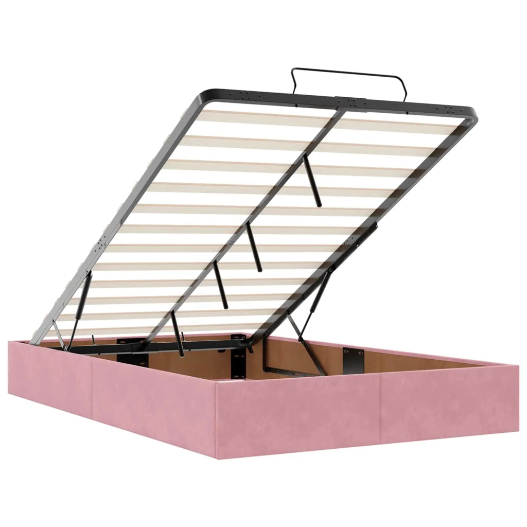 Letto Ottomano con Materasso e LED Rosa 120 x 190 cm Velluto 3457202