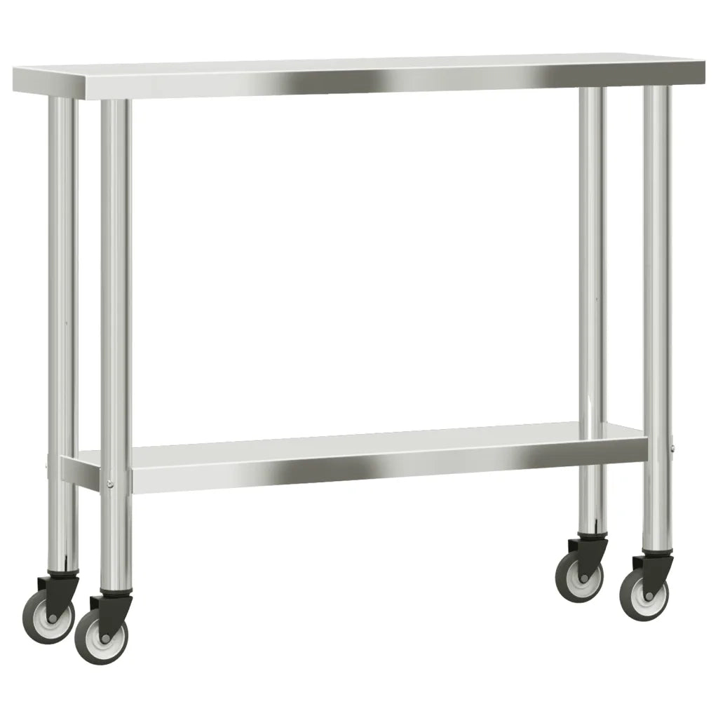 Tavolo da Lavoro Cucina con Ruote 110x30x85 cm in Acciaio Inox CFW7892794