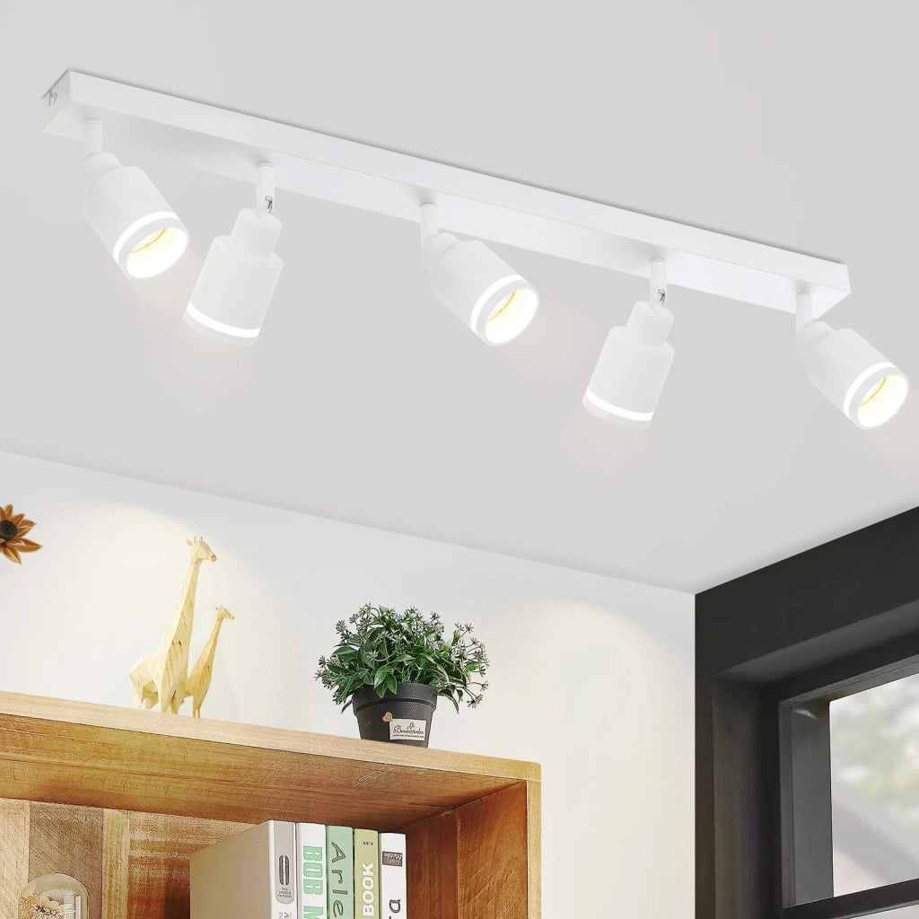 ZMH Faretto da soffitto bianchi 5 luci GU10 metallo orientabili moderni per camera letto sala pranzo senza lampadina