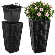 Vaso da giardino KADAX con inserto per fiori, grande, alto, per terrazza, 56 cm, nero