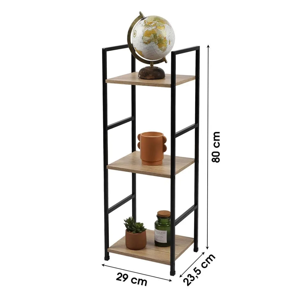 Scaffale a 3 ripiani collezione HOLBORN - Stile industriale, colore quercia e nero