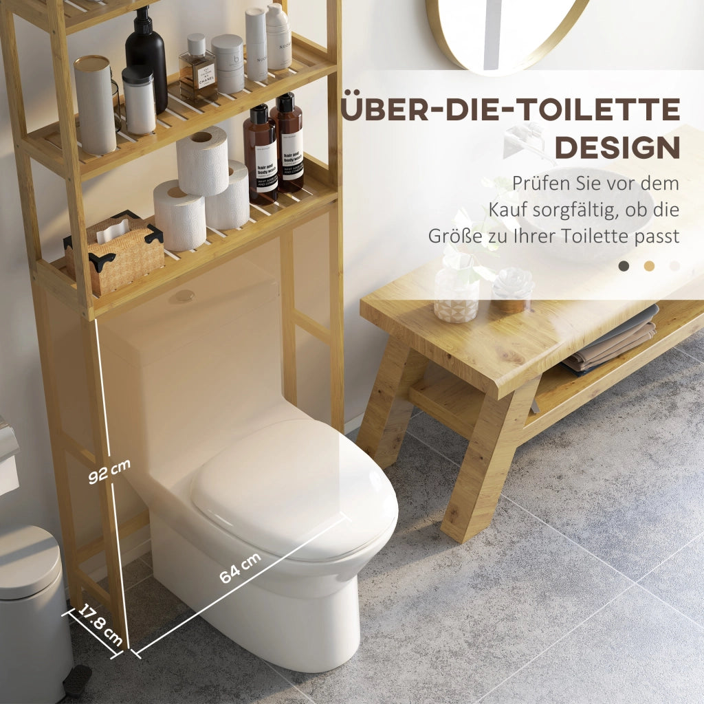 SCAFFALE BAGNO SOPRA WC 68x20x165 cm Bambù Naturale 3 ripiani