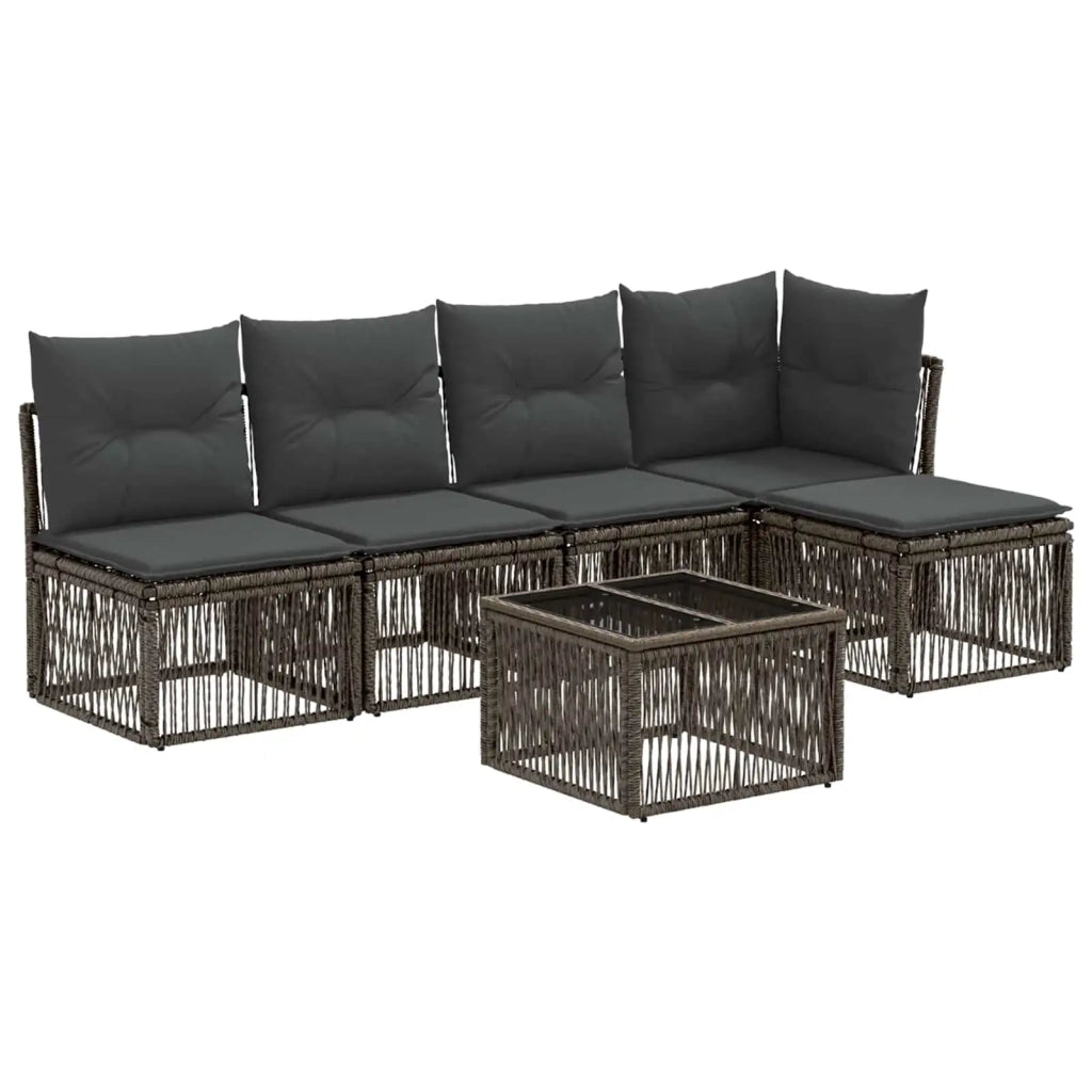 Set Divano da Giardino 6 pcs Grigio polyrattan