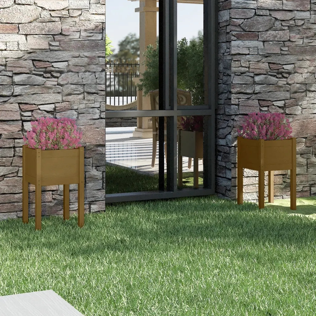 Fioriere da Giardino 2 pz Ambra 40x40x70 cm in Legno di Pino 810796