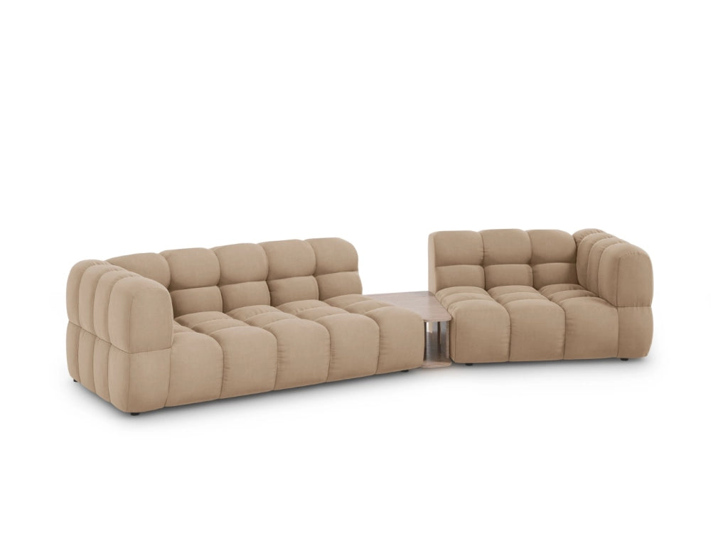 Cosmopolitan Design - Divano modulare destro "Sky" 3 posti in velluto sabbia 