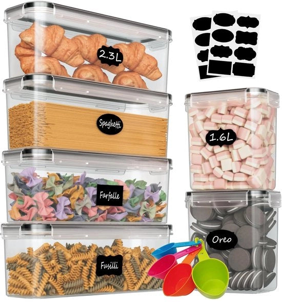 Contenitori a prova d'aria per alimenti - BPA-free - set da 6 - materiale plastico riciclabile