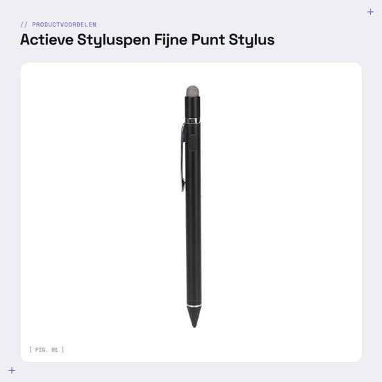 Stylus con Puntino Fino - Adatto per Schermi Tattili - Capacità per Aanraakschermen - Ideale per Creativi - Nero - Modello [inserire modello] - Codice Prodotto [inserire codice prodotto]