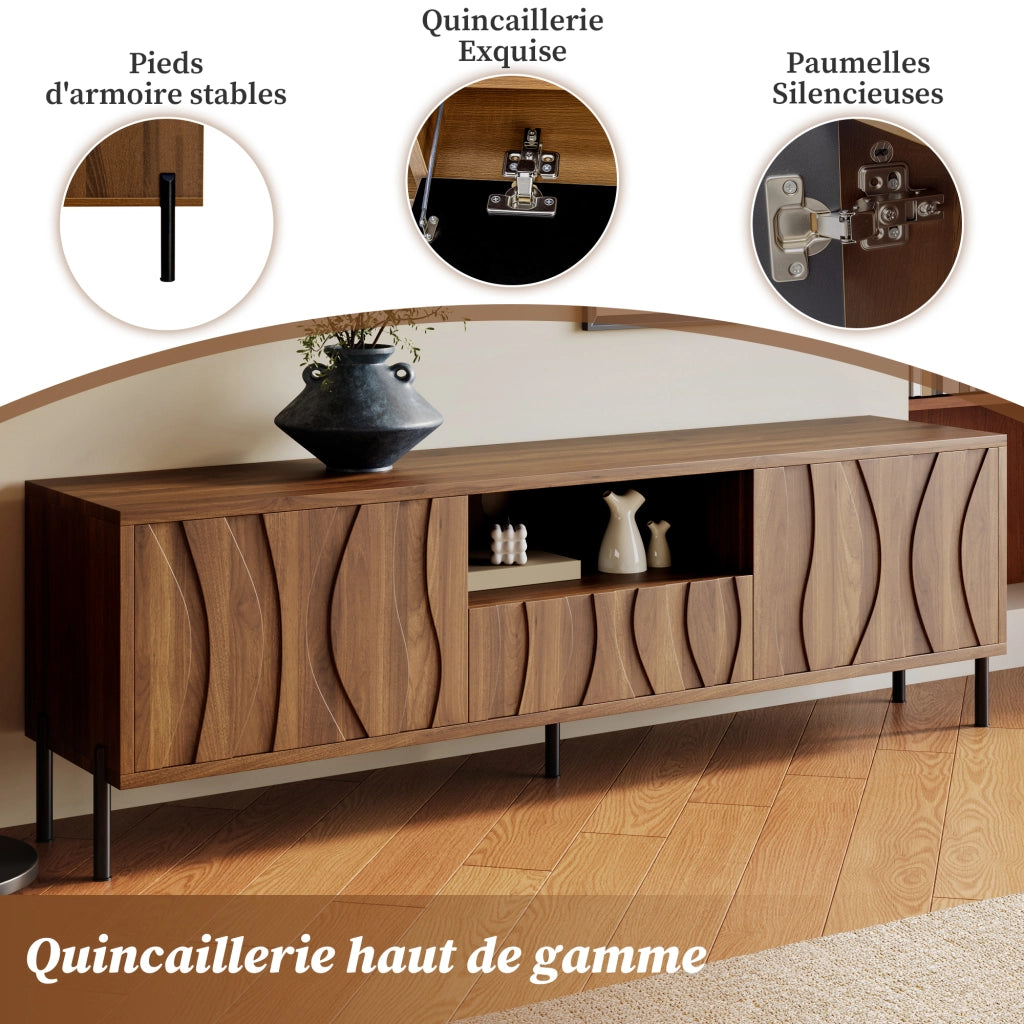 Set di Mobili da Soggiorno con 1 Mobile TV e 1 Tavolino da Caff??; Contenimento; Stile Wabi-Sabi; MDF; Legno Naturale