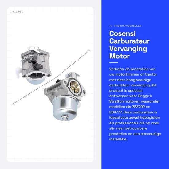 Carburatore di Ricambio - Trimmer Motore - Incluso Filtro dell'Aria - Filtro del Carburante - Gomme - Adatto per Briggs & Stratton - 4 Tempi m...