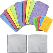 Set di spugne compressibili - Panno di pulizia - Molto morbido e assorbente - Giallo oro, blu, verde, rosa, viola - 10 pezzi - Adatto per uso domestico.