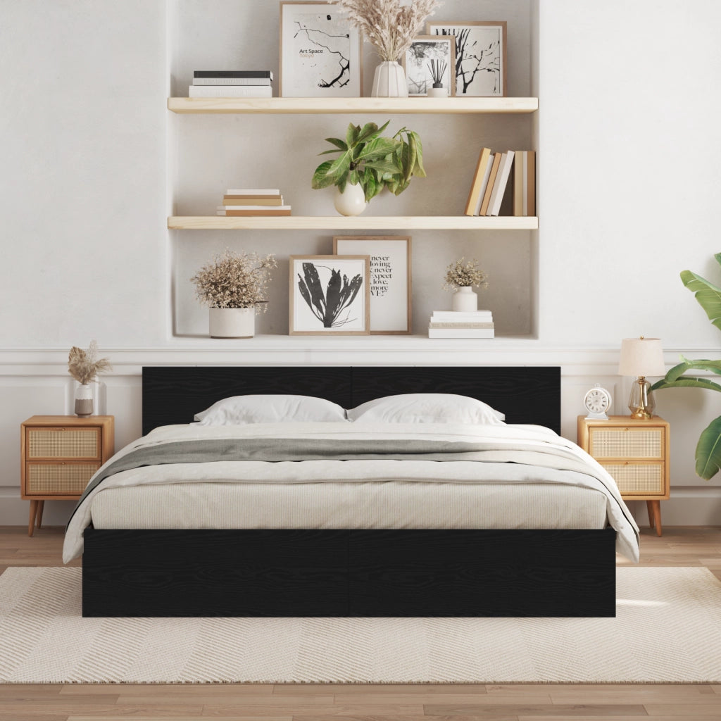 Struttura letto con testata rovere nero 180x200 cm legno ingegnerizzato