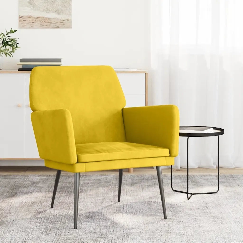 Poltrona Gialla 62x79x79 cm Velluto 351378