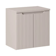 Insieme da bagno sospeso VANO cachemire 60cm: mobile sotto lavabo con ante scanalate verticalmente + piano per lavabo