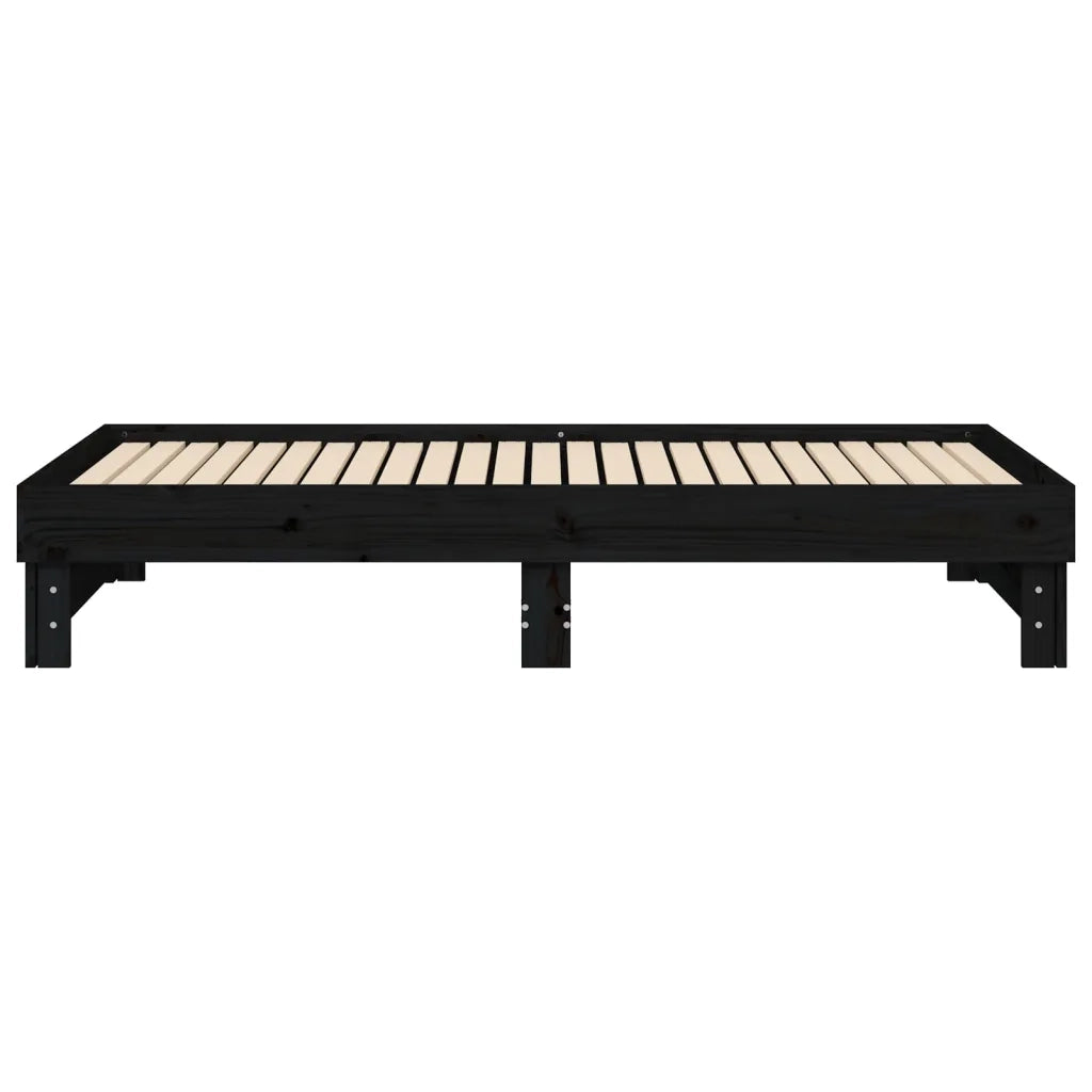 Dormeuse Estraibile Nera 2x(90x190) cm Legno Massello di Pino 823393