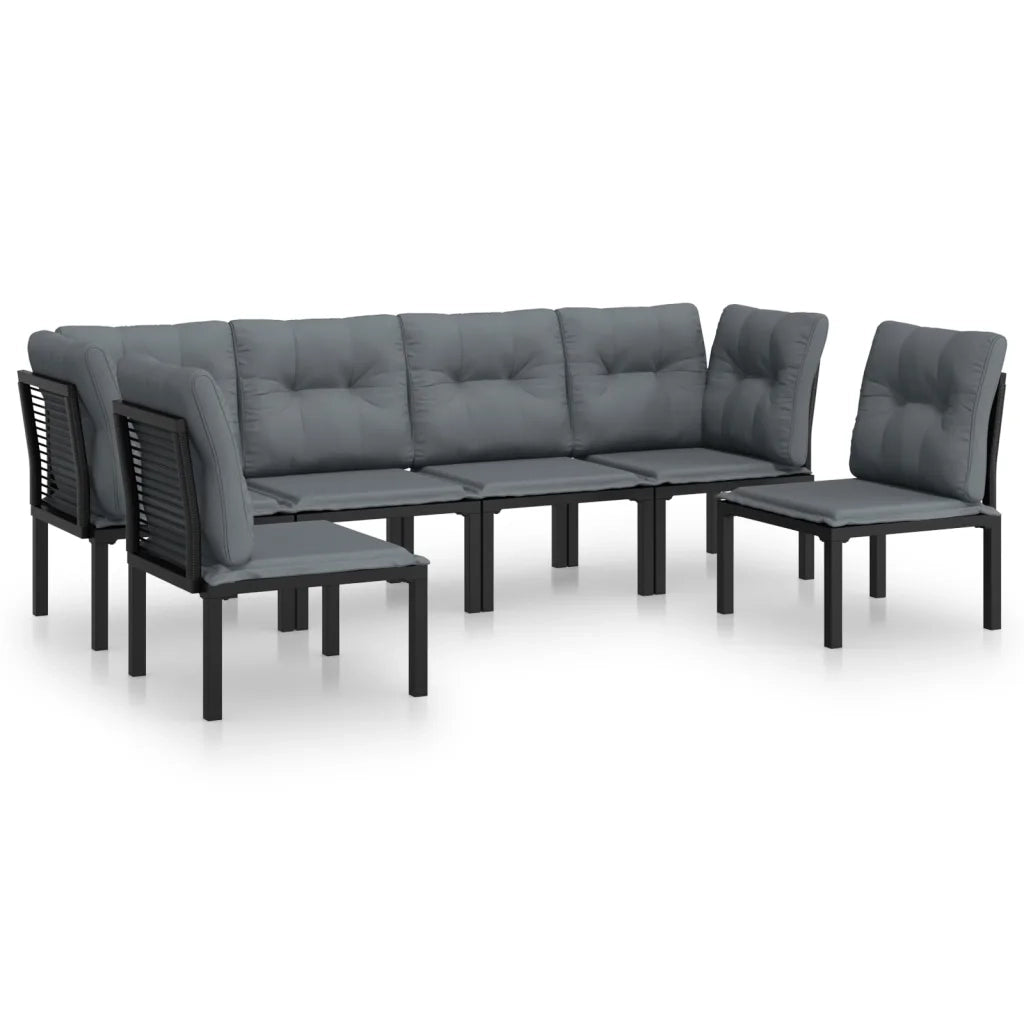 Set Salotto da Giardino 6 pz in Polyrattan Nero e Grigio 3187738