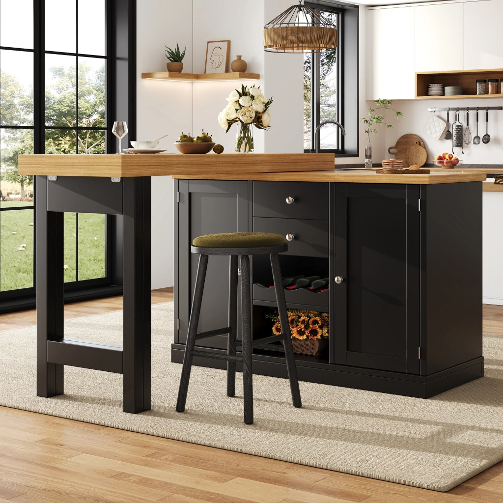 Tavolo da pranzo allungabile con 2 cassetti e vani; per cucina; in MDF; nero; 120x40x74 cm