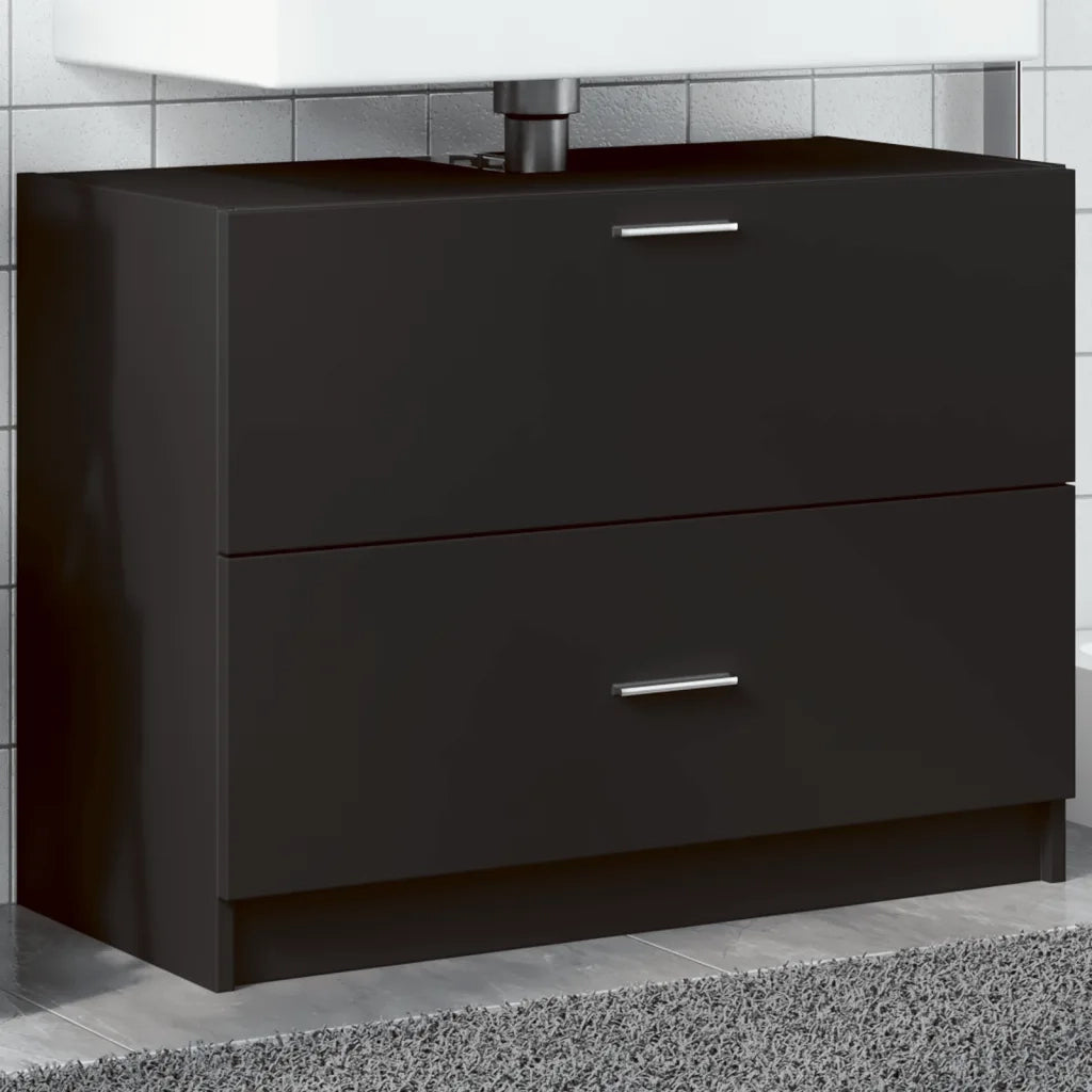 Mobile Lavabo | Armadio Lavabo Nero 78x37x59 cm in Truciolare