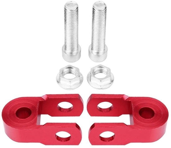 Sospensione Universale in Lega Leggera - 2 Pezzi - Altezza Elevata 3 cm - Adatta per la maggior parte delle Motociclette - Incluso: Viti/Nut - Sospensione 

Specifica: 
- Materiale: Lega Leggera
- Altezza: 3 cm
- Numero di pezzi: 2
