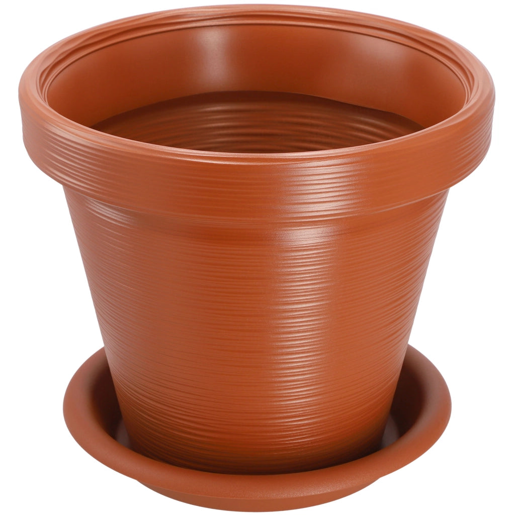 Vaso da fiori KADAX, vaso da giardino per fiori con coperchio e supporto, grande, rosso mattone, 46 cm