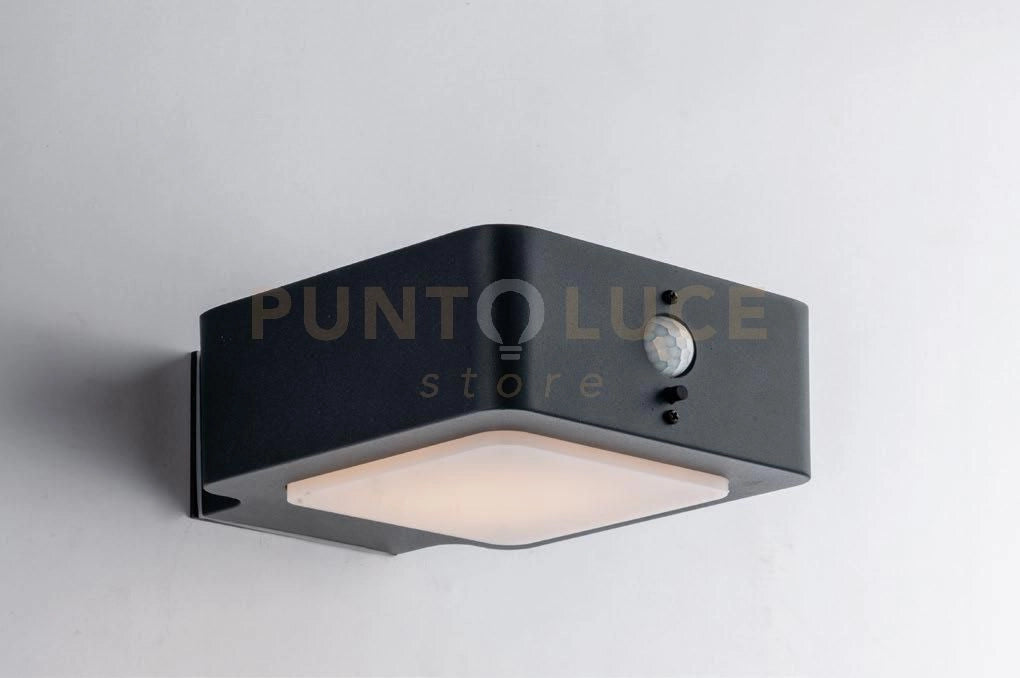 APPLIQUE LED TED ANTRACITE 3W 300LM 4000K PANNELLO SOLARE E SENSORE DI MOVIMENTO IP54 14,3X7,5X17,3CM