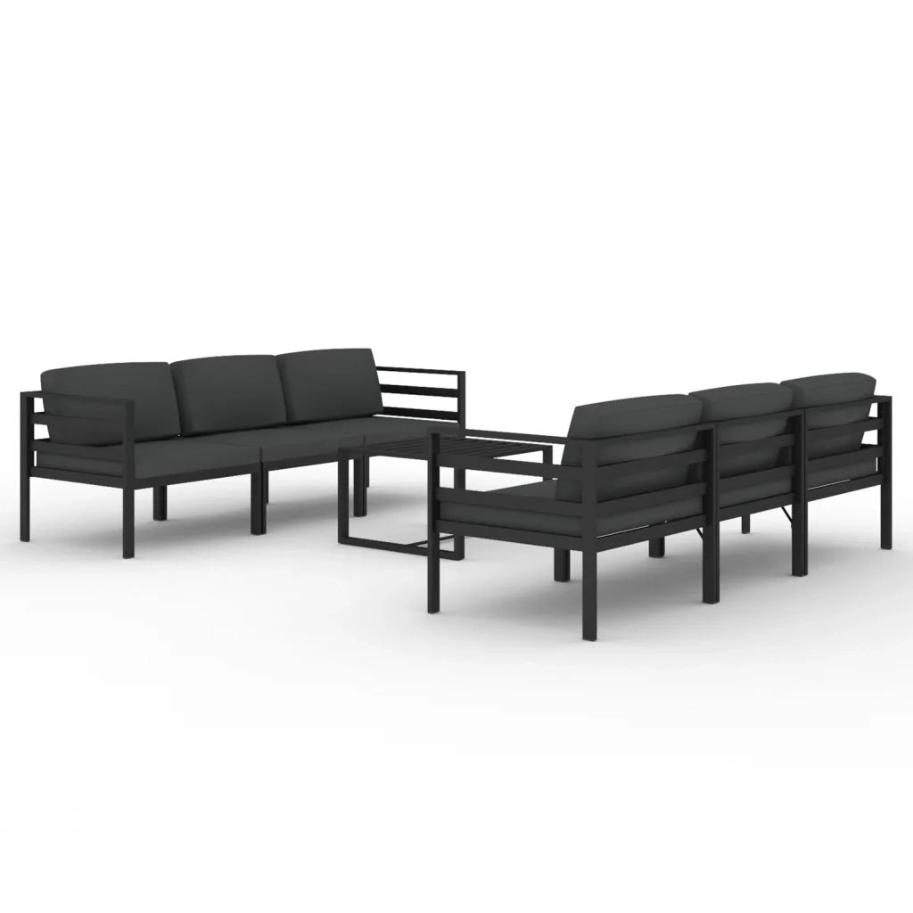 Set Divani da Giardino 7 pz con Cuscini in Alluminio Antracite cod mxl 46422
