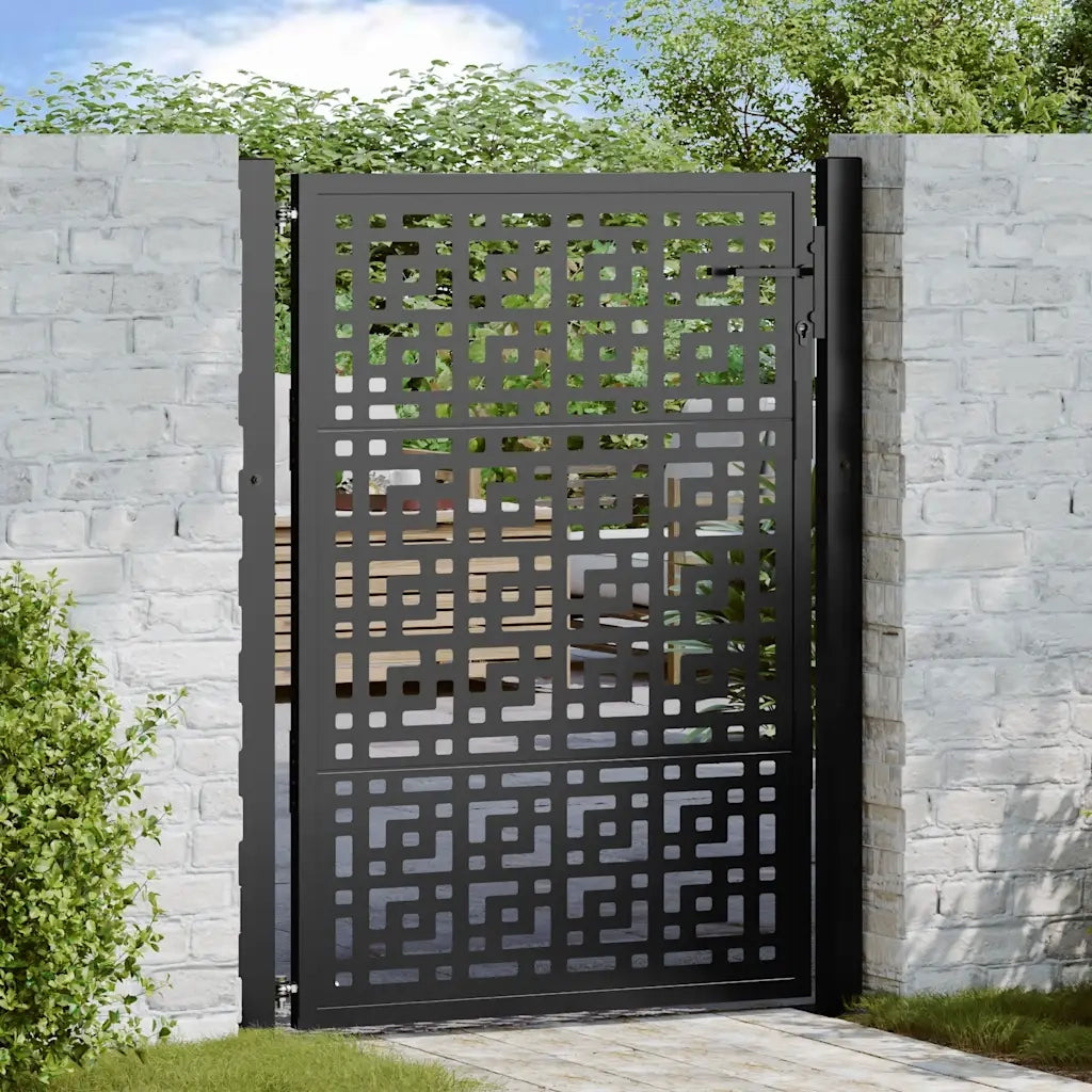 Cancello Giardino Nero 105x130 cm in Acciaio Design a Croce