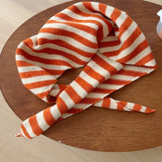 Sfumato di stile lente- e autunno-scarf, sciarpa a righe geometriche con motivi a maglia, accessori per il collo, sciarpa a triangolo, scialle per le spalle, protezione per il collo.