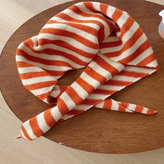 Sfumato di stile lente- e autunno-scarf, sciarpa a righe geometriche con motivi a maglia, accessori per il collo, sciarpa a triangolo, scialle per le spalle, protezione per il collo.