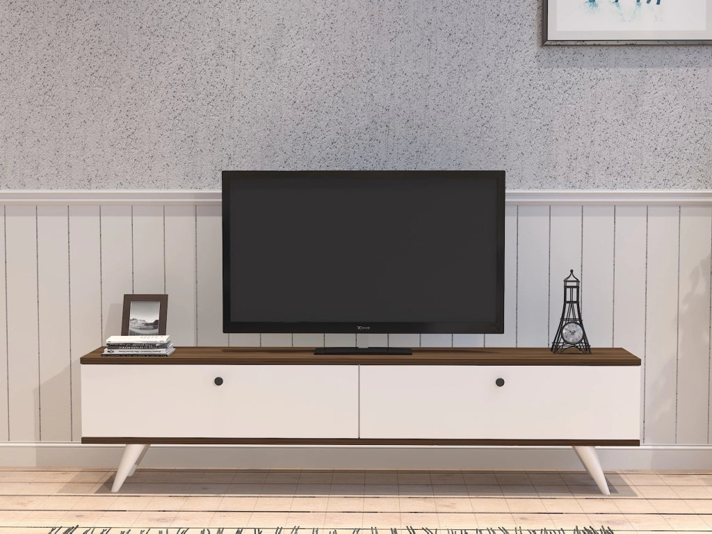 Porta TV in legno "Parlak" - 160 x 25 x 40 cm - Bianco