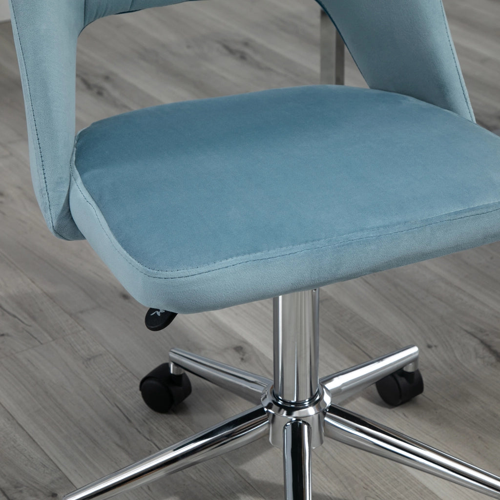 Sedia da ufficio girevole regolabile in altezza con schienale ergonomico e seduta imbottita in poliestere blu
