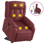 Poltrona | Sedia Relax Alzapersone Massaggi Reclinabile Rosso Vino Similpelle