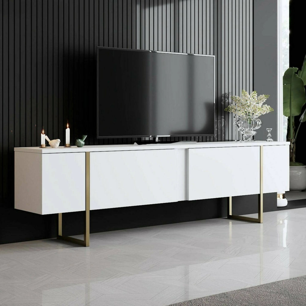 Abishia, Mobile Porta tv Cassetti, 180x30x50h cm Bianco
