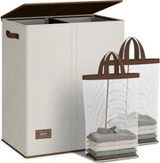Wasmachine Opvougbare con Coperchio e Sacchi Rimovibili, 2 Compartimenti e 145 litri di Capacità (bianco con difetti)