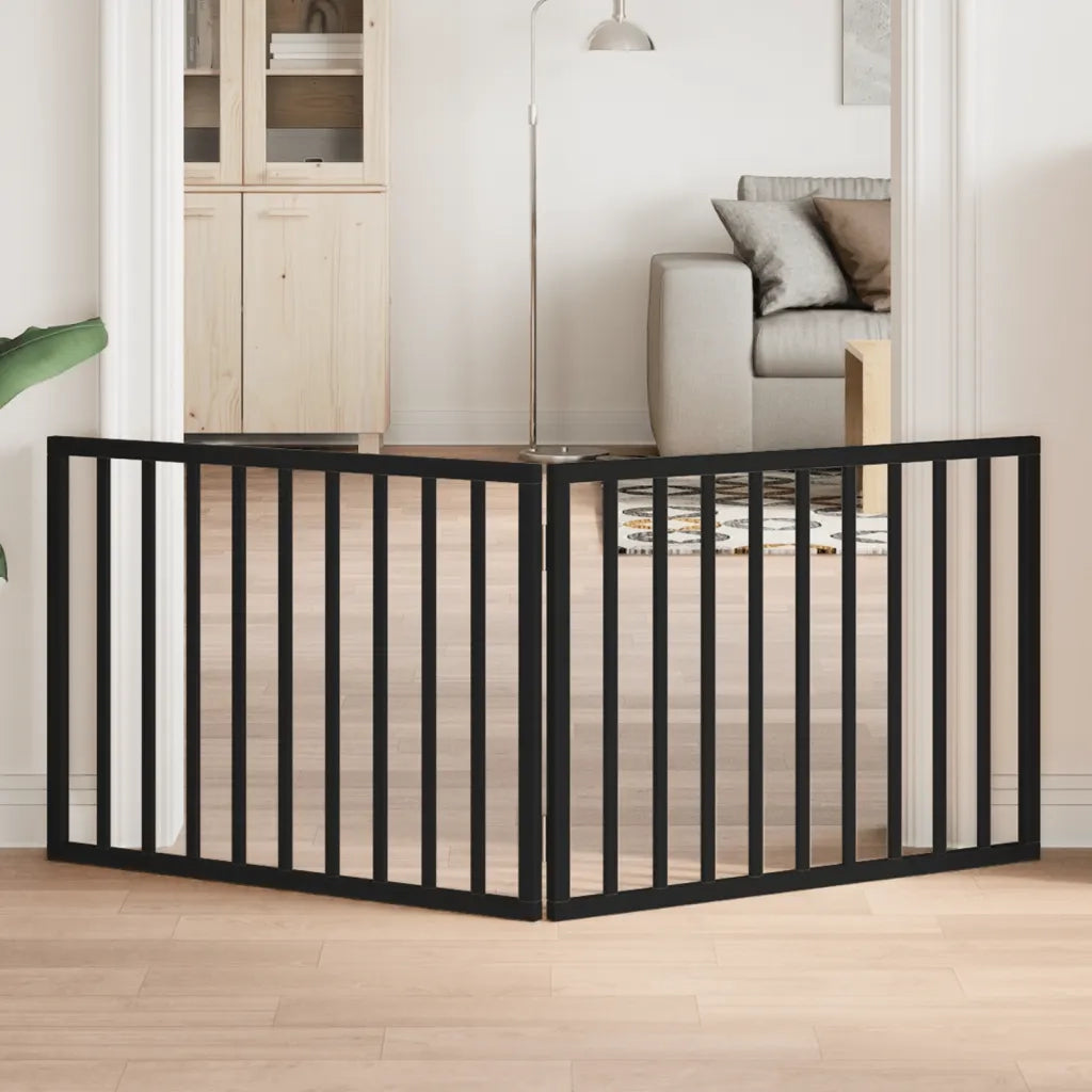 vidaXL Cancello per Cani Pieghevole 2 Pannelli Nero 160cm Legno Pioppo