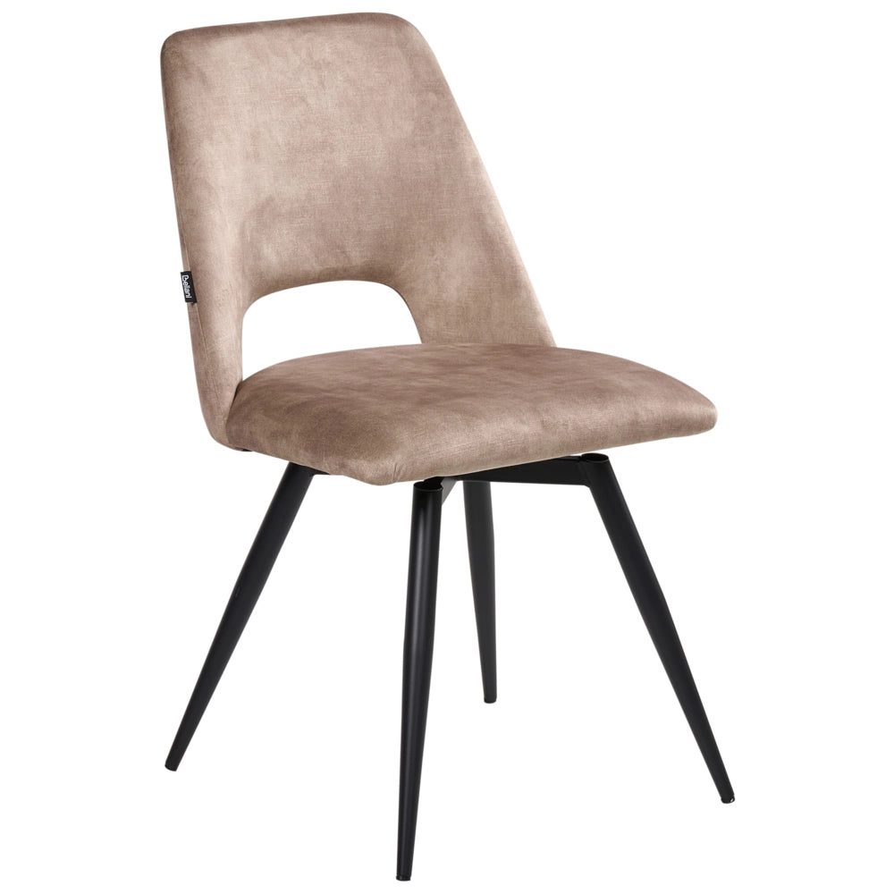 Set di 2 sedie da pranzo in velluto beige con gambe in ferro nero girevoli a 180° moderne sedie imbottite