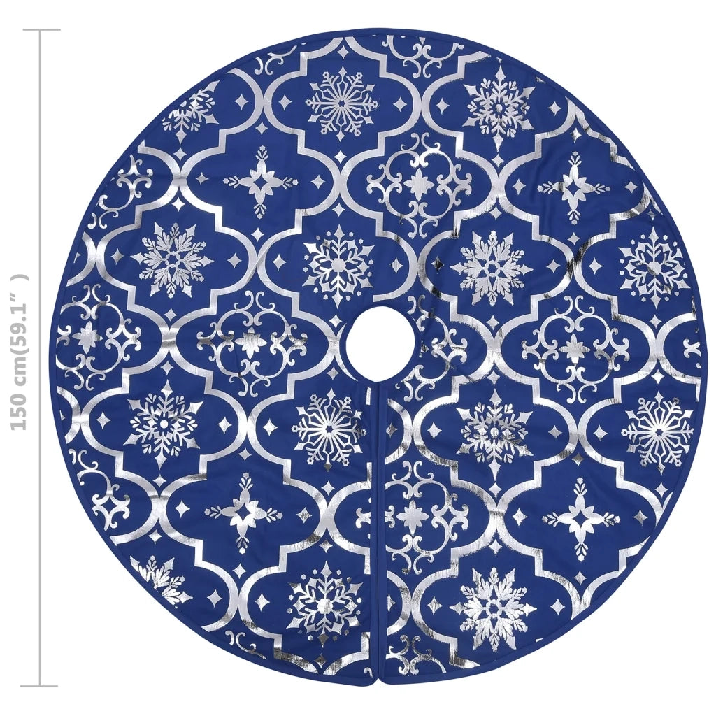 Gonna Albero Natale Raffinata con Calza-Decorazioni natalizie Blu Tessuto 150 cm