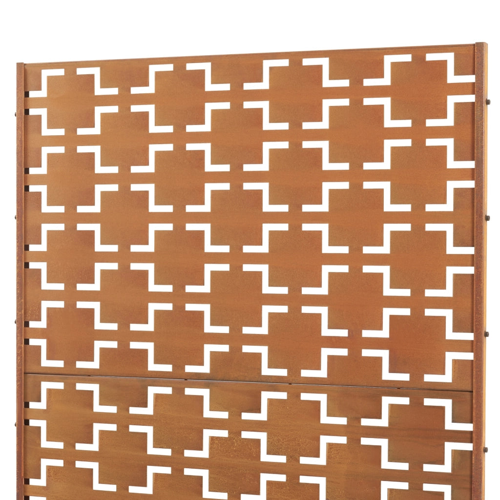 Pannello Divisorio Basciano Struttura Traforata in Acciaio Corten 180 x 90 cm Marrone Ossidato casa.pro