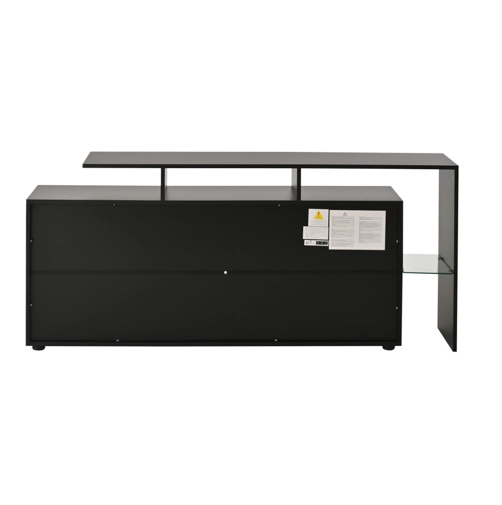 Sideboard 160x35x70 cm con LED e USB; 2 porte; 4 cassetti; nero