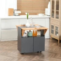 Tavolo Pieghevole Salvaspazio per 4 Persone max con 4 Ruote, Ripiano Nascosto e Armadietto con Ante, 70x83x75 cm