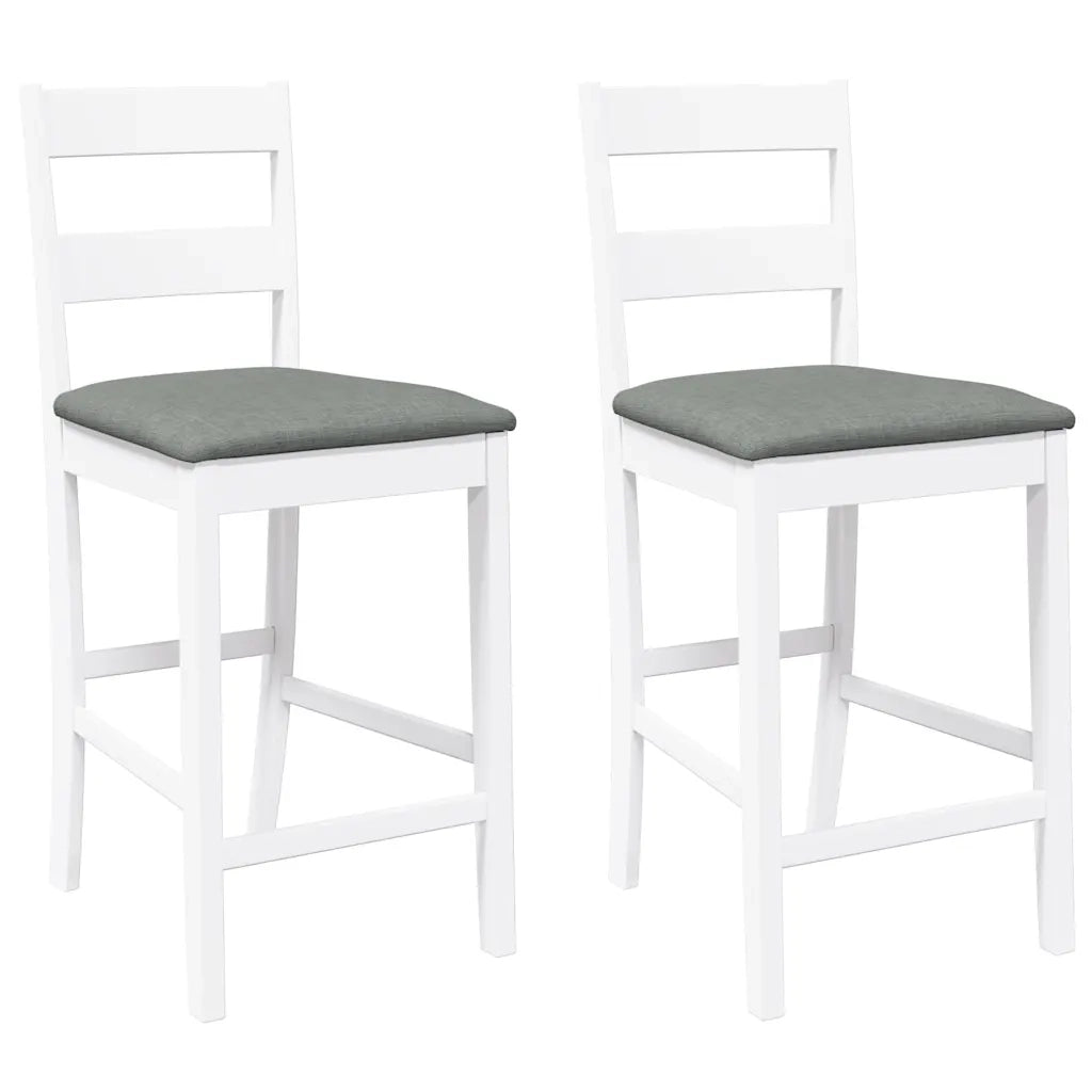 Sgabelli da Bar con Cuscini 2 pz Bianco Legno Massello di Hevea 4102559