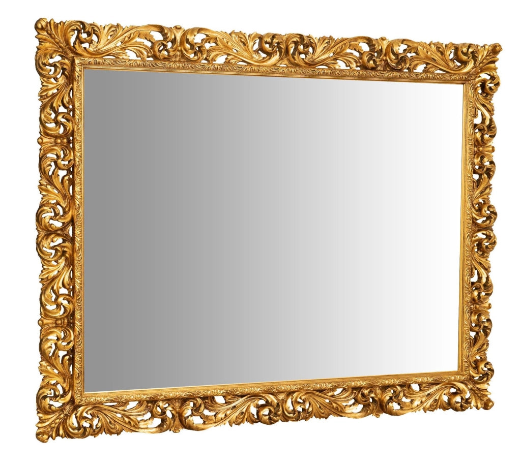 Biscottini SPECCHIERA DA PARETE IN LEGNO FINITURA FOGLIA ORO ANTICATO MADE IN ITALY