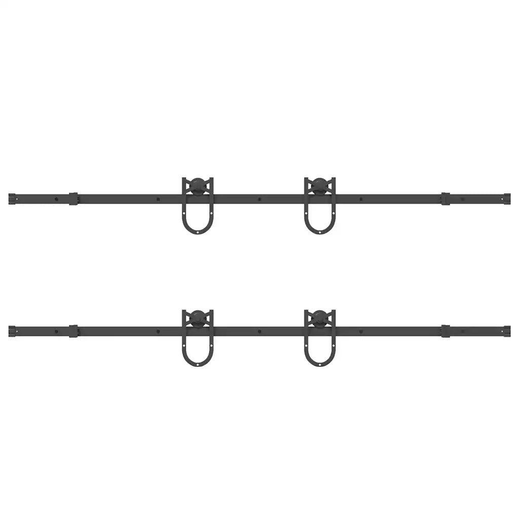 Kit di Binari per Porte Scorrevoli 200 cm Acciaio Nero 3295738