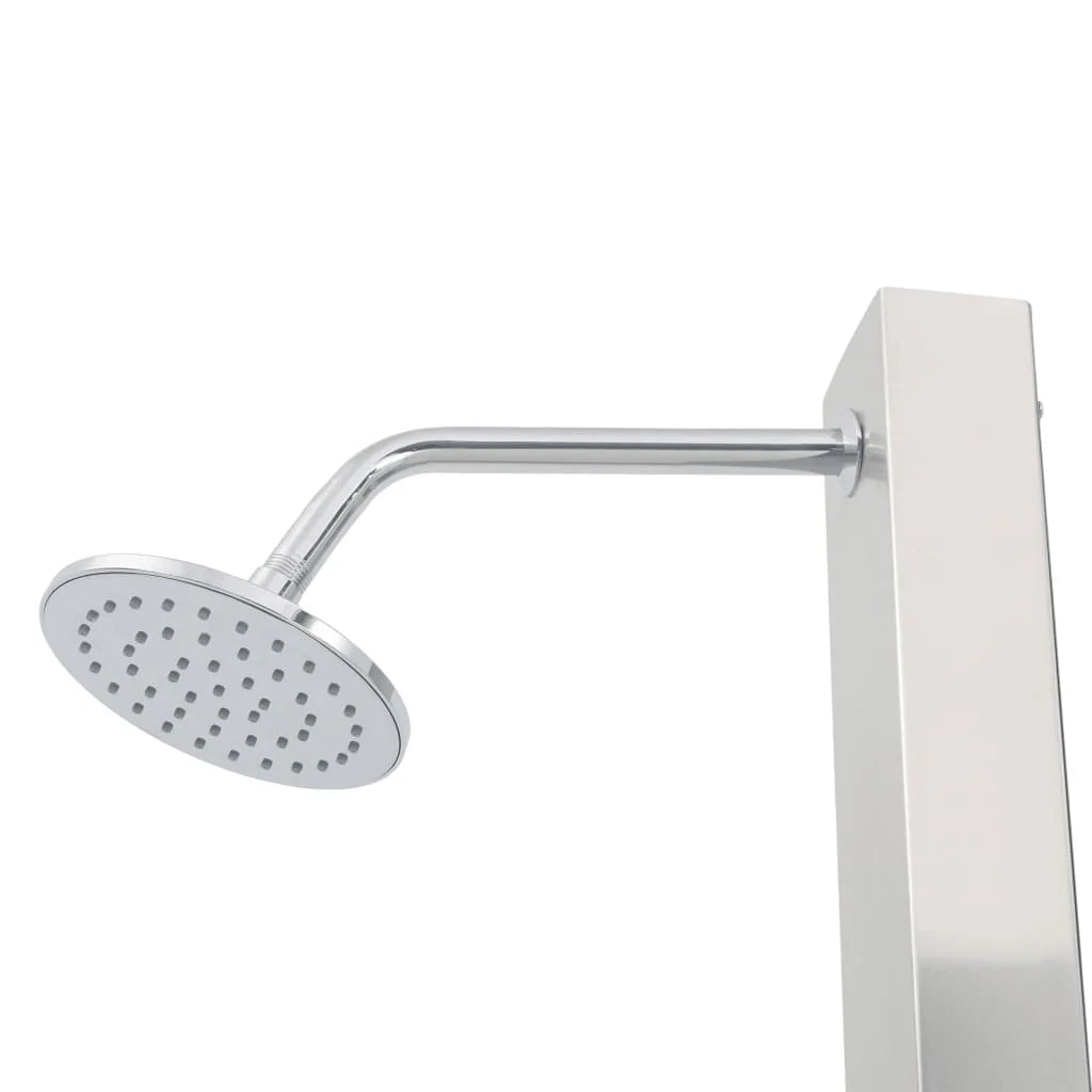 Doccia esterna con piatto doccia in WPC acciaio inox grigio 02_0042028