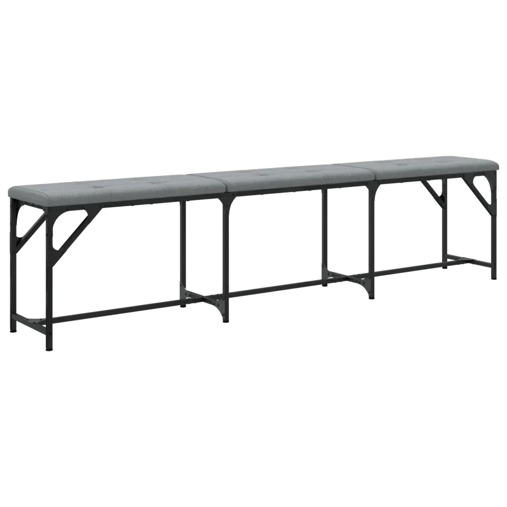 Panca da Pranzo-Sgabello-Panca da Cucina Grigio Chiaro 186x32x45 cm in Acciaio e Tessuto