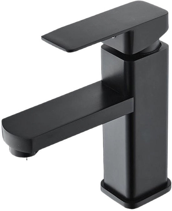 Wastafellore da bagno con rubinetto a due vie in acciaio inossidabile con tecnologia di risparmio d'acqua nero