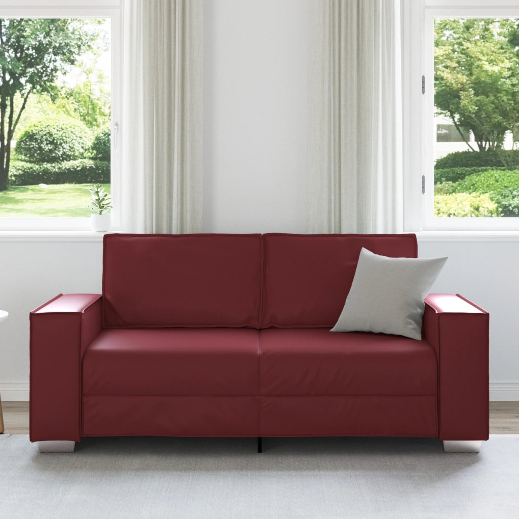 Divano Loveseat  Rosso Vino 140 cm in Pelle Sintetica